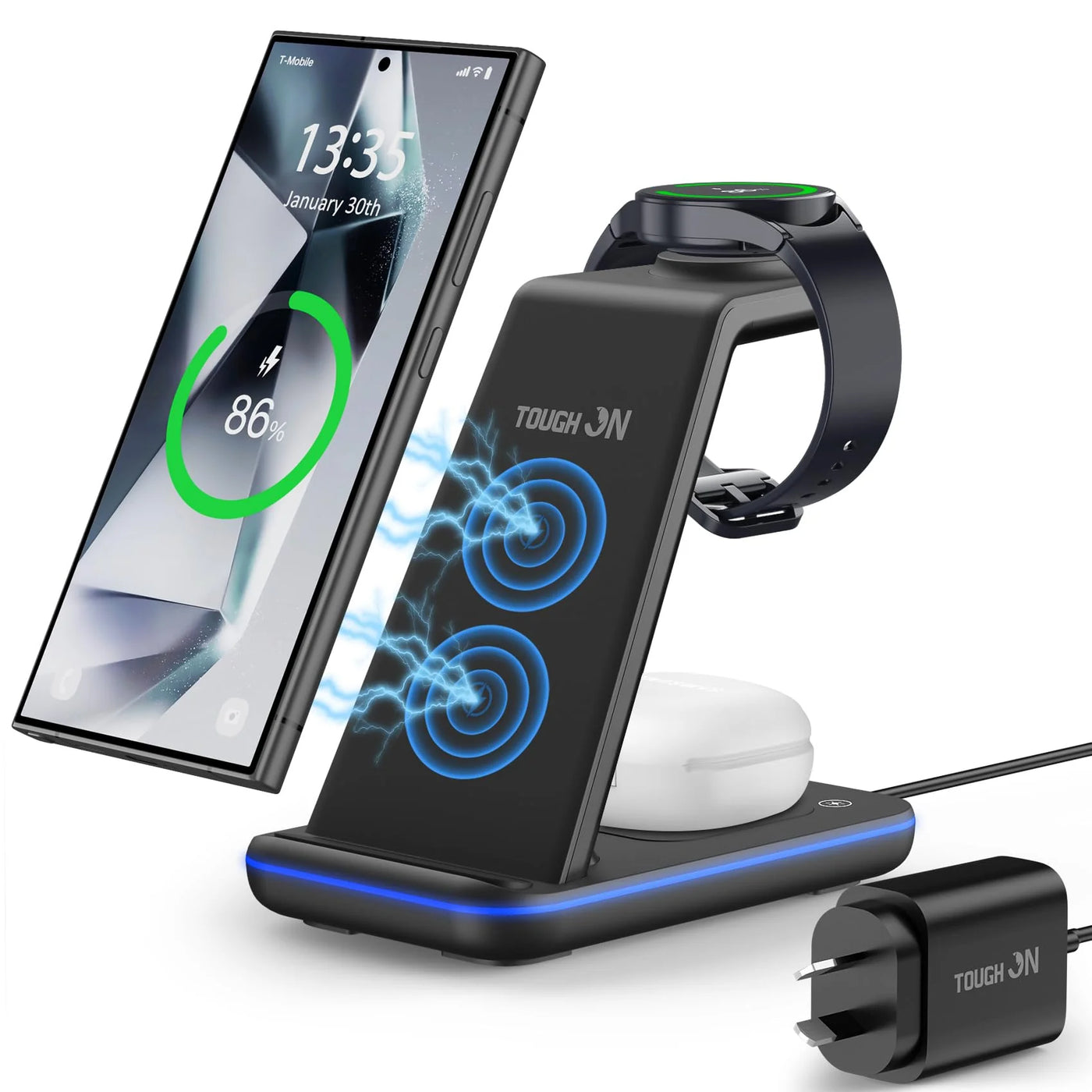 3-in-1 Wireless Charging Station Compatible with Samsung Phones Induction
