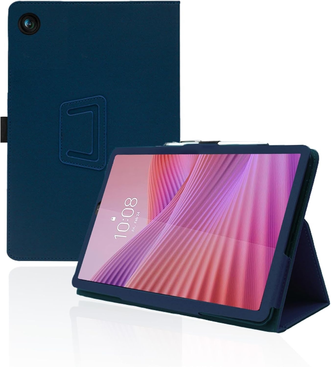 PU Leather Case for Lenovo Tab One 8.7", Folding Stand, Pencil Holder, Wrist Strap, Dark Blue