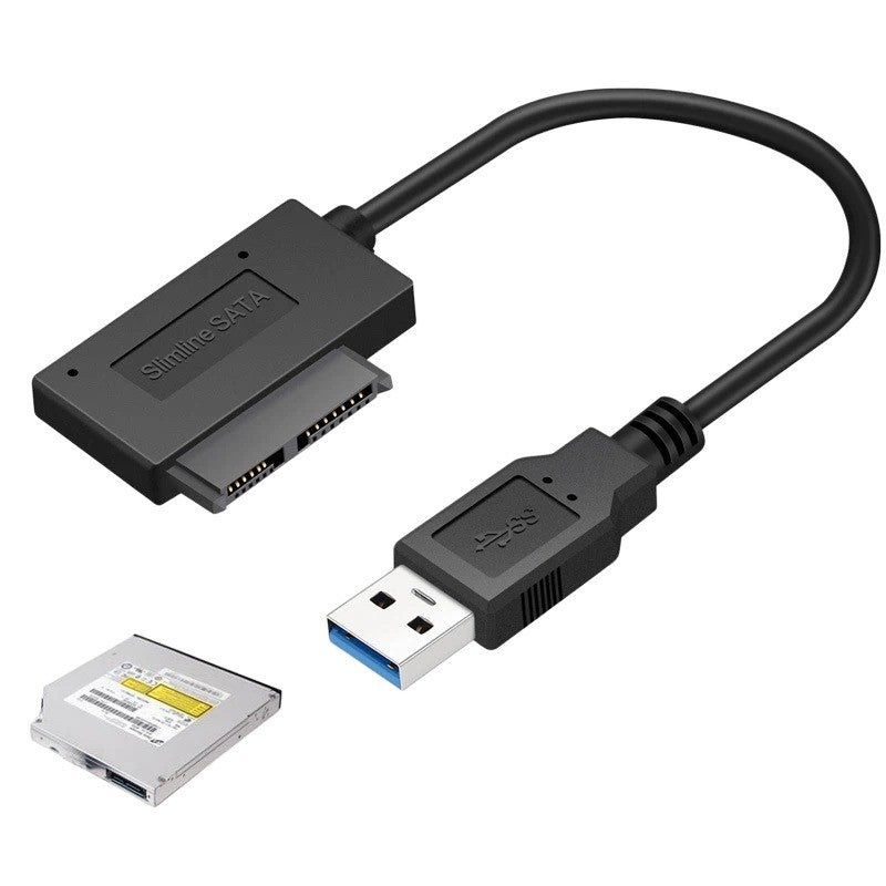 SATA to USB 3.0 Adapter for Laptop Optical Drive, External 7+6 Pin Converter