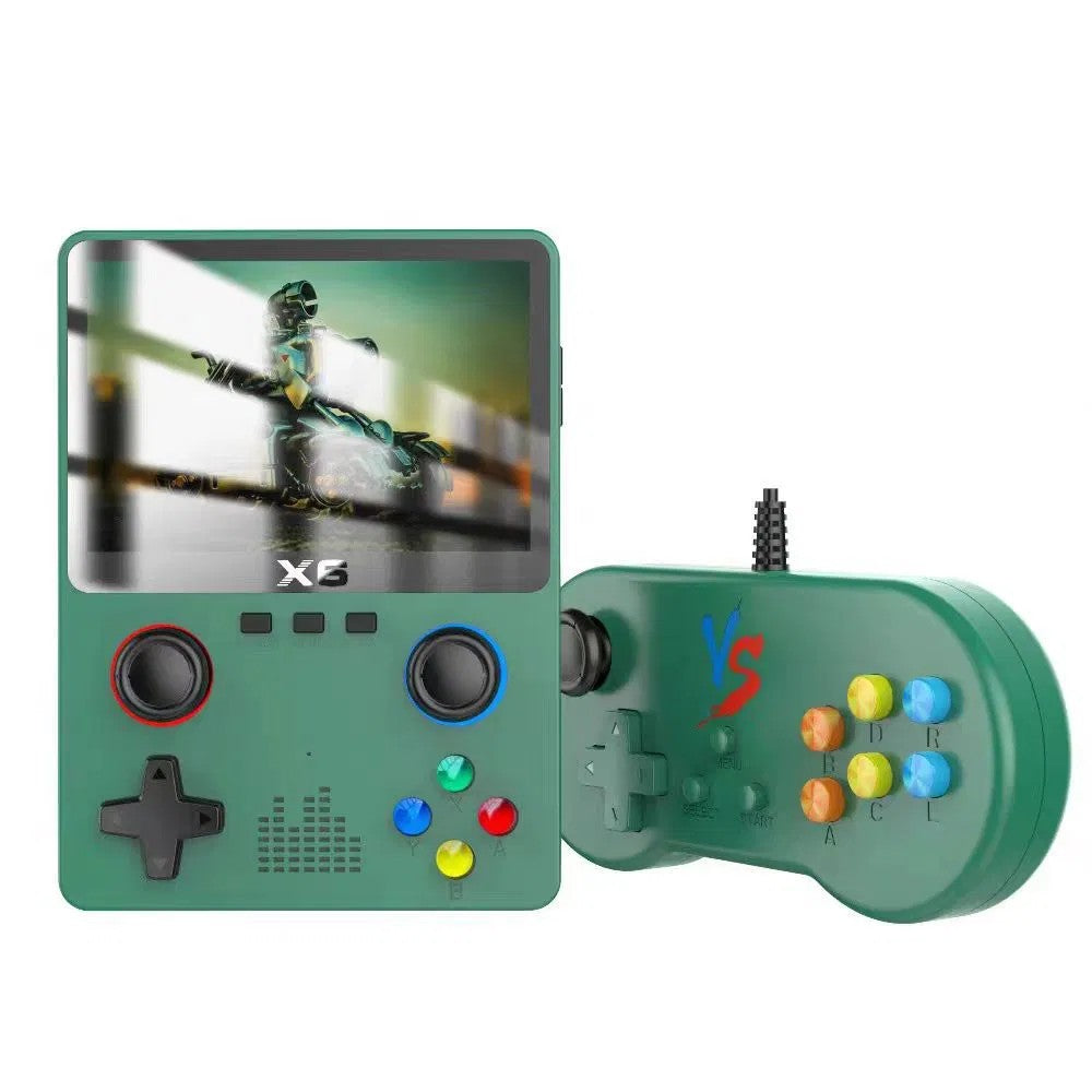 X6 Mini Handheld Game Console 3.5" Screen, Retro Arcade 6000+ Games, Dual Joystick, Portable