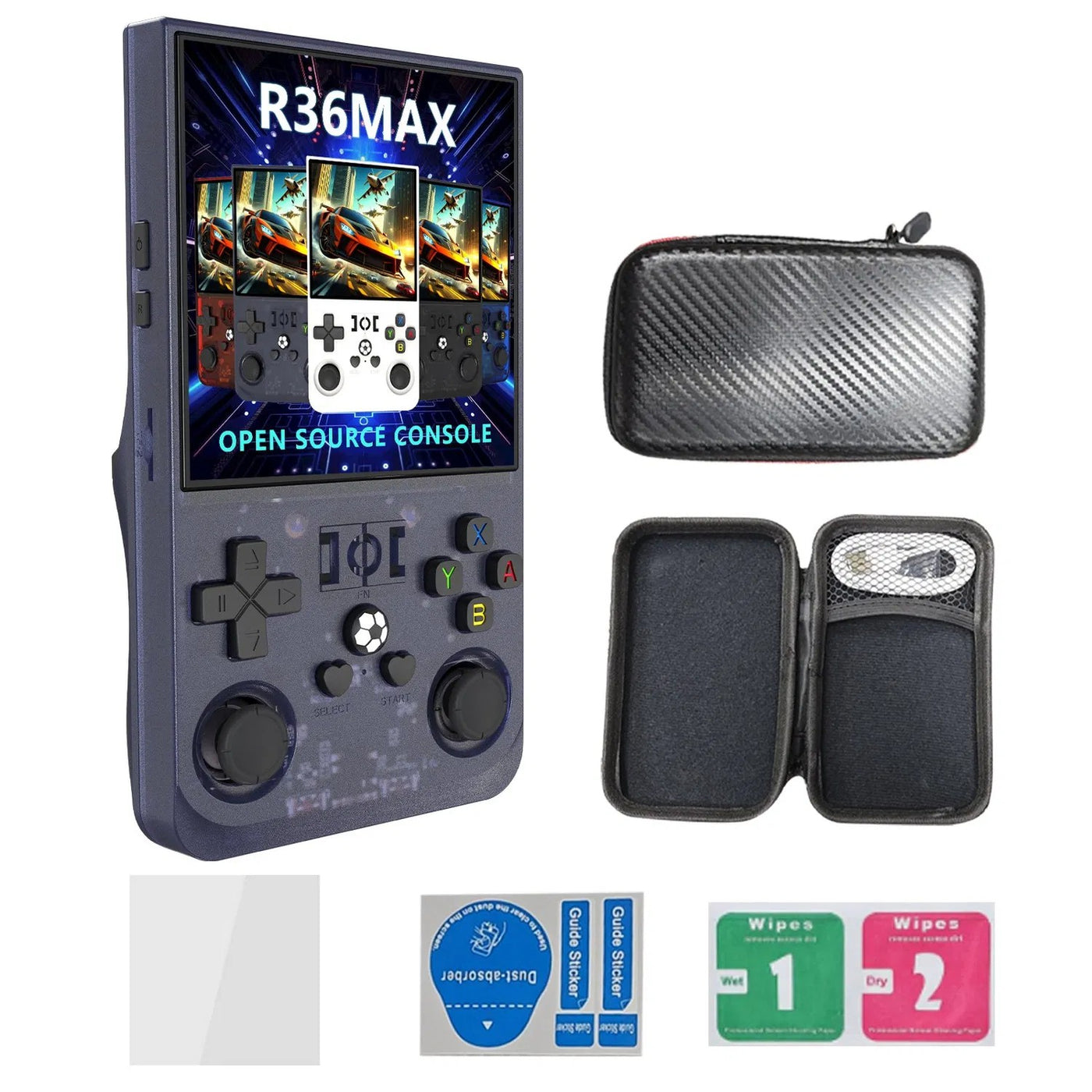R36 Max Retro Game Console, 64GB, Portable Handheld, with Storage Bag, for Travel & Home