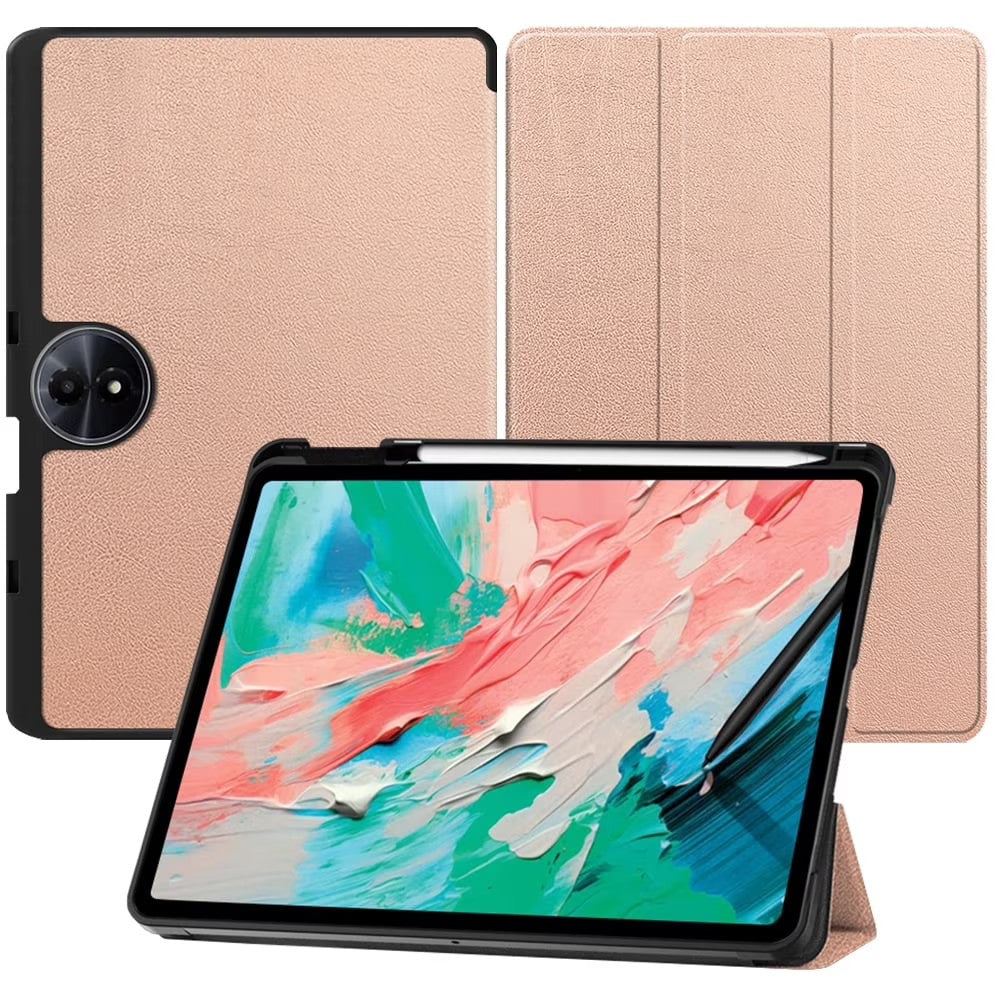 Case for TCL NXTPAPER 11 Gen 2/Tab 11 Gen 2, Trifold, Magnetic, Shockproof, Pen Holder - Rose Gold