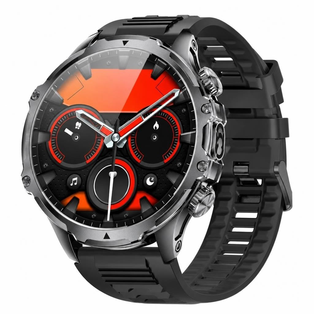 Men's Smartwatch with Calls, 800mAh Battery, 1.85" Screen, Flashlight, 5ATM Water Resistant