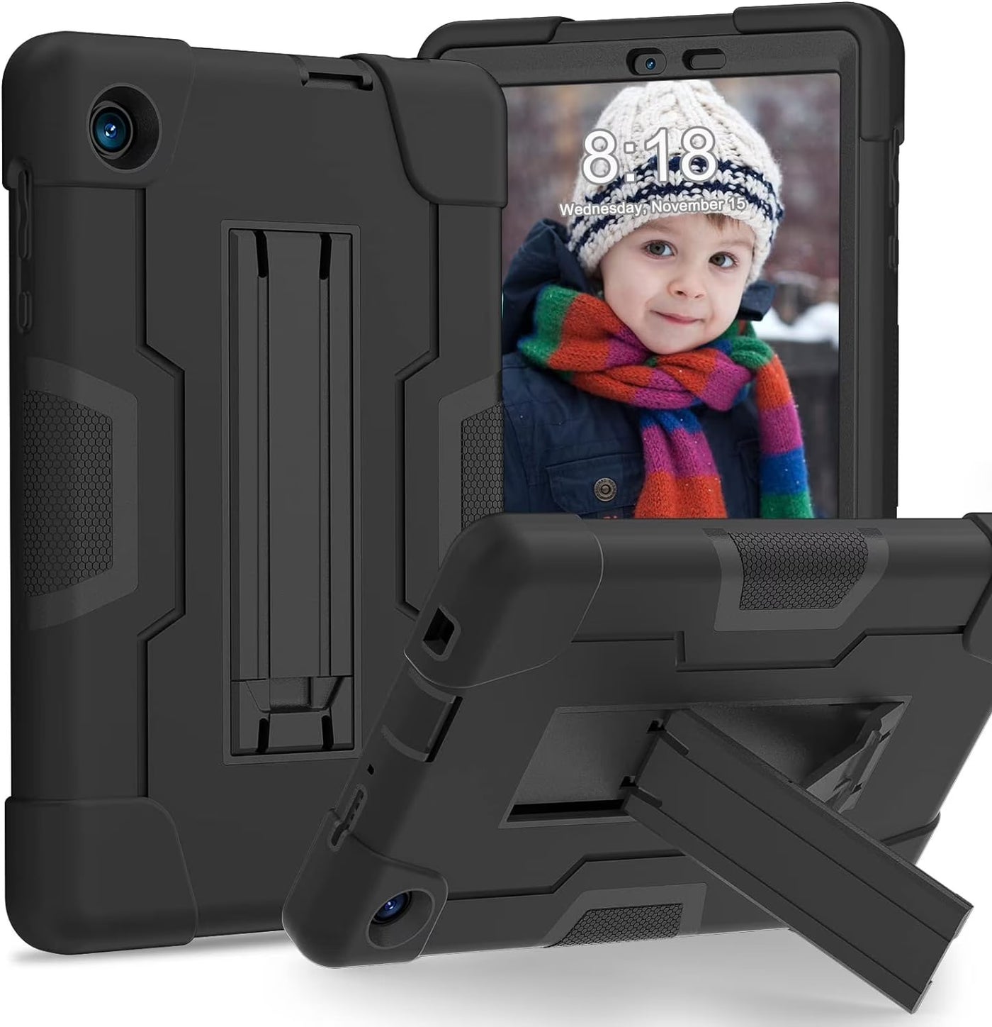 Compatible with TCL Tab 8 LE & 8 WiFi, Rugged Shockproof Case with Kickstand, Black