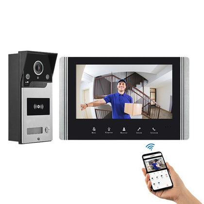 Smart Video Doorbell with 7-Inch Screen, WiFi, Card Unlocking, Color HD Camera, for Home