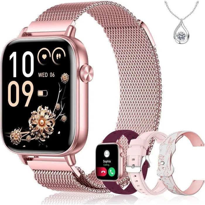 Women's Smartwatch 1.83" 4 Bands, Bluetooth Calls, 110+ Sports Modes, Heart Rate & SpO2, Sleep Tracking