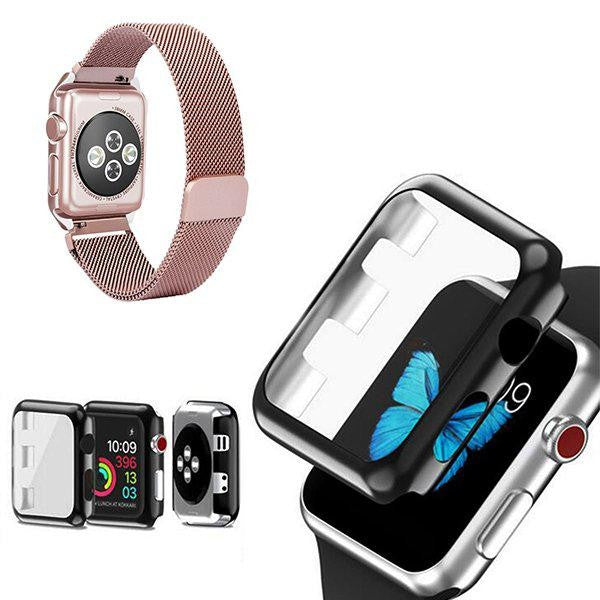 Compatible with Apple Watch Series 5 40mm Pink Milanese Loop Band with Magnetic Clasp & Protective Case