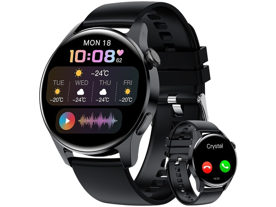 Smartwatch with Bluetooth Call, 1.43" HD Screen, Heart Rate & Sleep Monitor, Black