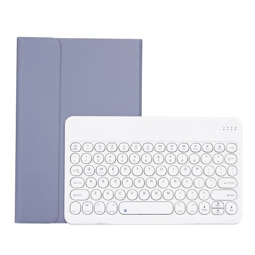 Bluetooth Keyboard Case with Holder for Xiaomi Pad 5/5 Pro, Purple Leather, Round Texture Keys