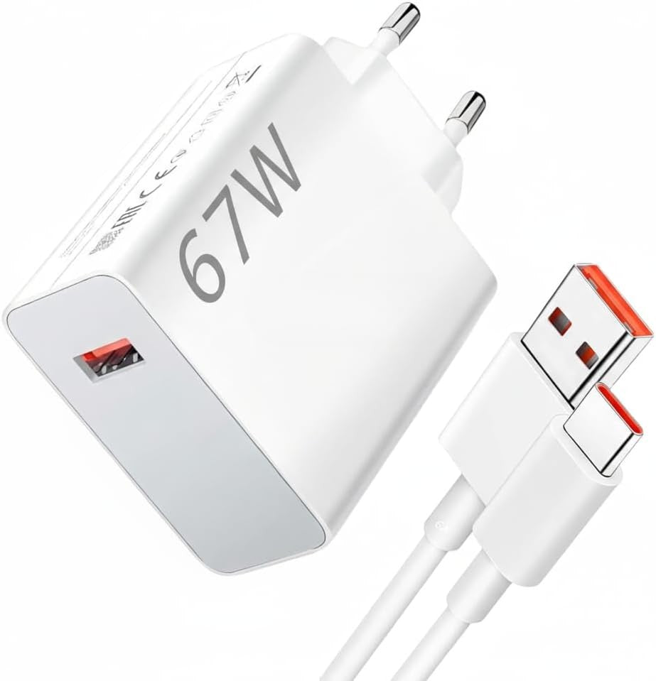 67W USB C Charger with 6A Cable, Compatible with Xiaomi 13 Pro/12/11T Pro, 2m, White