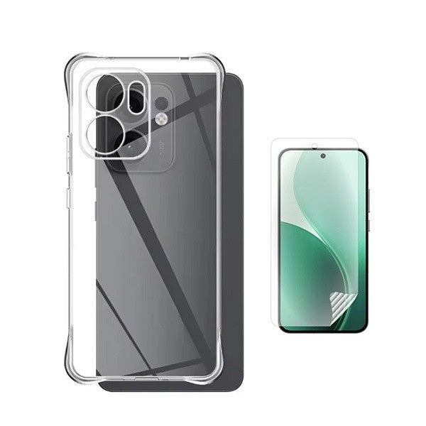 Super Protective Phone Case Kit with Hydrogel Screen Protector for Oppo Reno14 F, Transparent