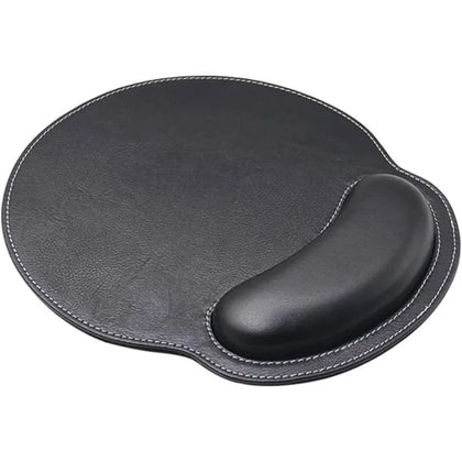 Leather Mouse Pad with Integrated Wrist Rest, Ergonomic Memory Foam, Non-Slip