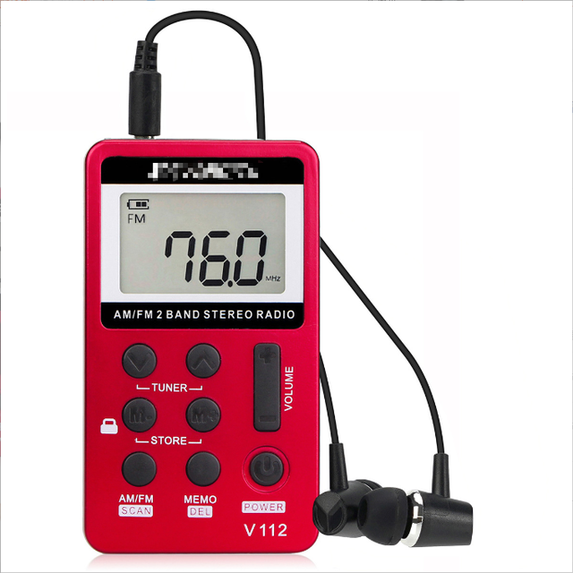SlowMoose V112 Portable AM/FM Pocket Radio Red