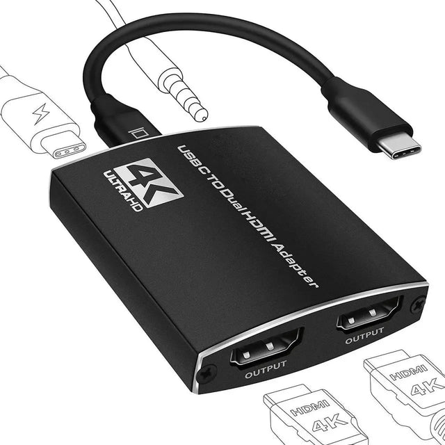 SlowMoose 4K 60Hz USB-C To Dual HDMI Adapter