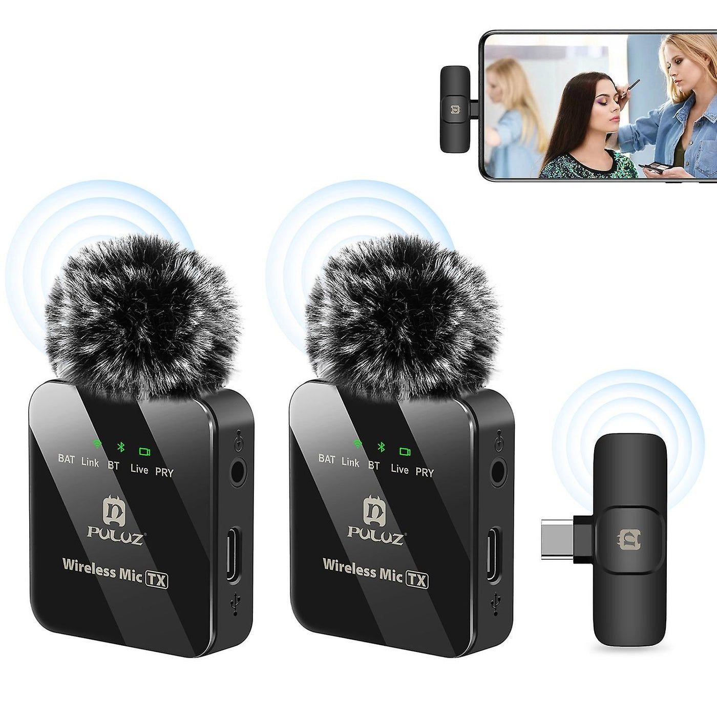 SlowMoose PULUZ Wireless Lavalier Microphone for Type-C Phone