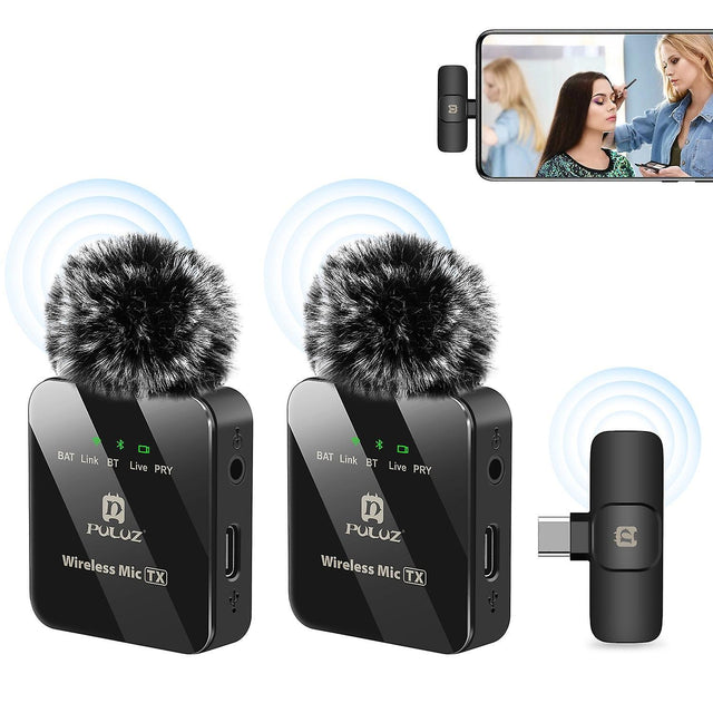 SlowMoose PULUZ Wireless Lavalier Microphone for Type-C Phone