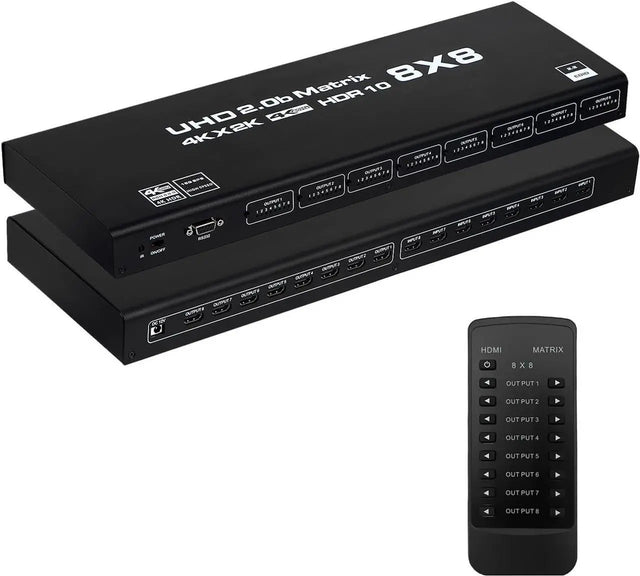 8x8 HDMI Matrix Switch Splitter, 4K@60Hz HDMI 2.0, HDCP 2.2, HDR10, IR Remote, RS232, RGB 4:4:4, 8 Input 8 Output