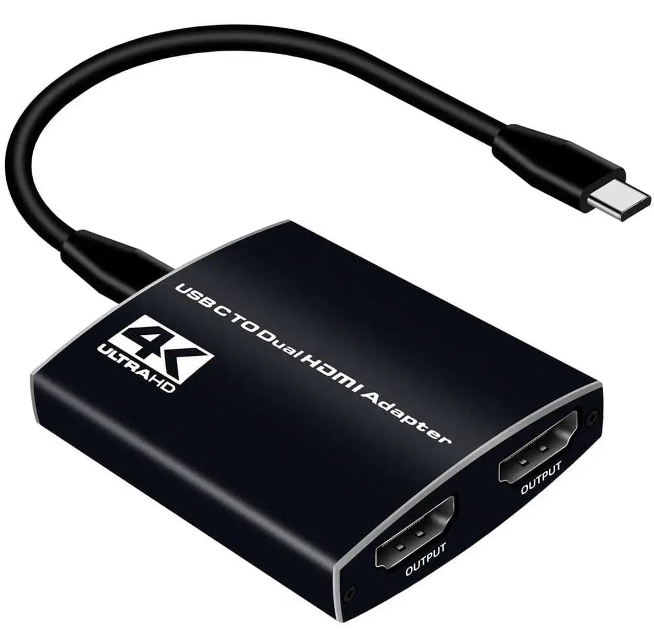 USB-C to Dual HDMI Adapter 4K@60Hz, Monitor Converter with PD Charging and 3.5mm Audio