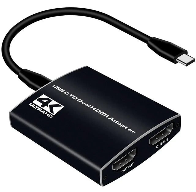 USB-C to Dual HDMI Adapter 4K@60Hz, Monitor Converter with PD Charging and 3.5mm Audio
