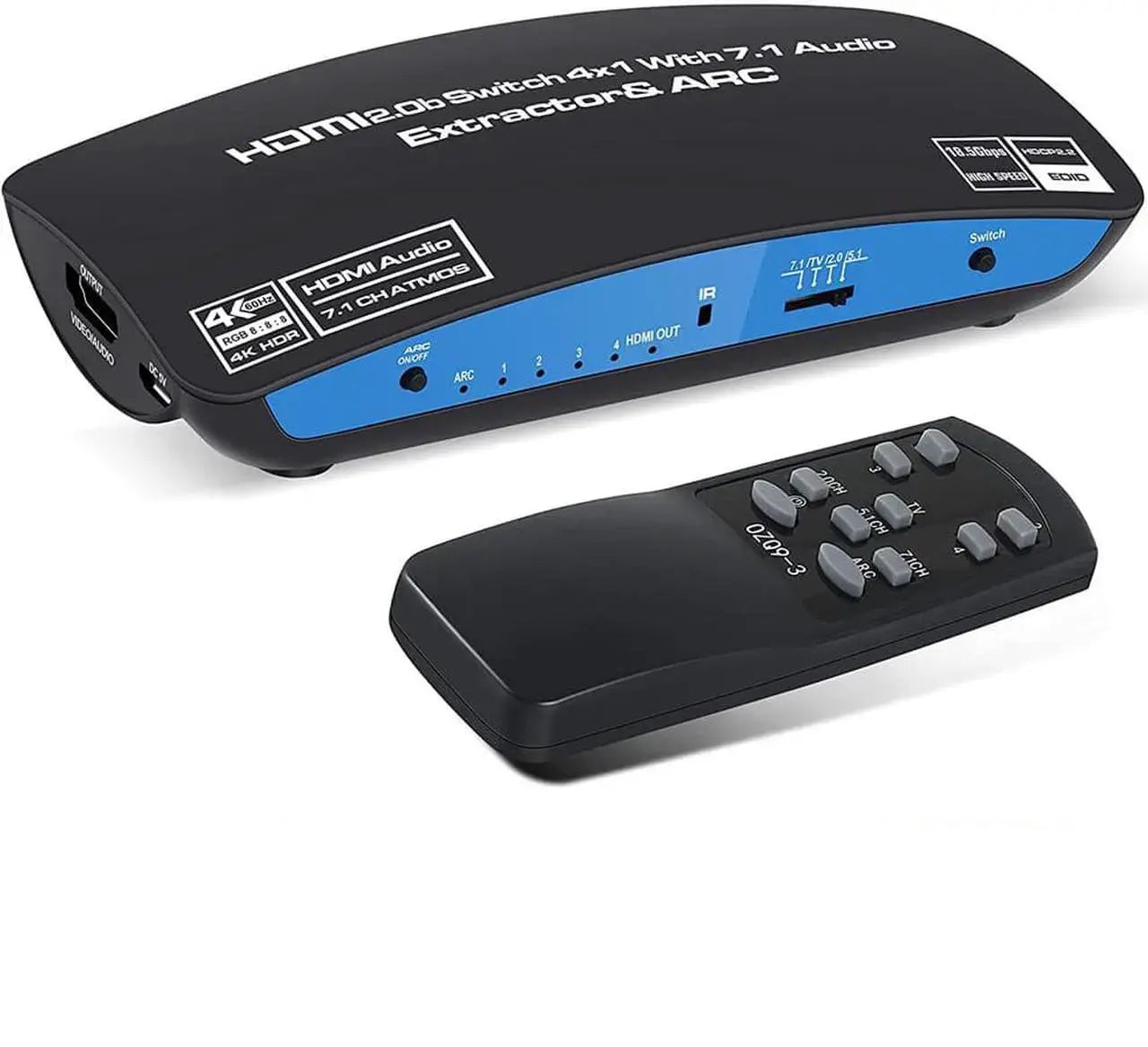 4K@60Hz HDMI Matrix Switch 3x2 with HDR10, O Extraction, 4K to 1080p Downscaler, RGB 4:4:4, Dolby Atmos