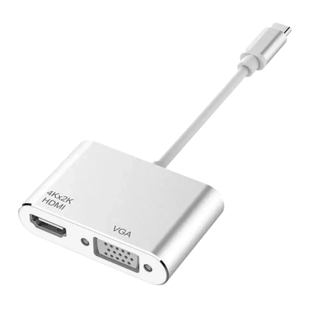 USB-C to HDMI VGA Adapter, 2-in-1 4K Multiport Dongle