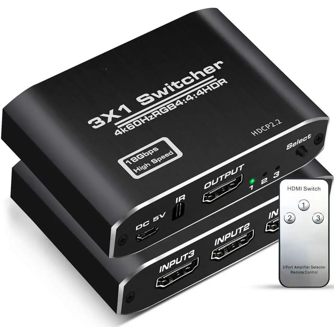 4K@60Hz HDMI Splitter 1x2 - Powered 1 In 2 Out 2-Port Distributor with EDID