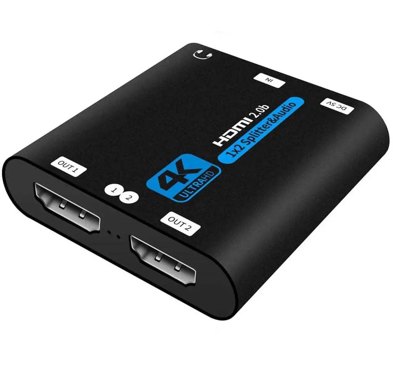 HDMI 2.0 1x2 Splitter with 3.5mm Audio Output, Powered, 4K 60Hz, HDCP 2.2, 3D Support