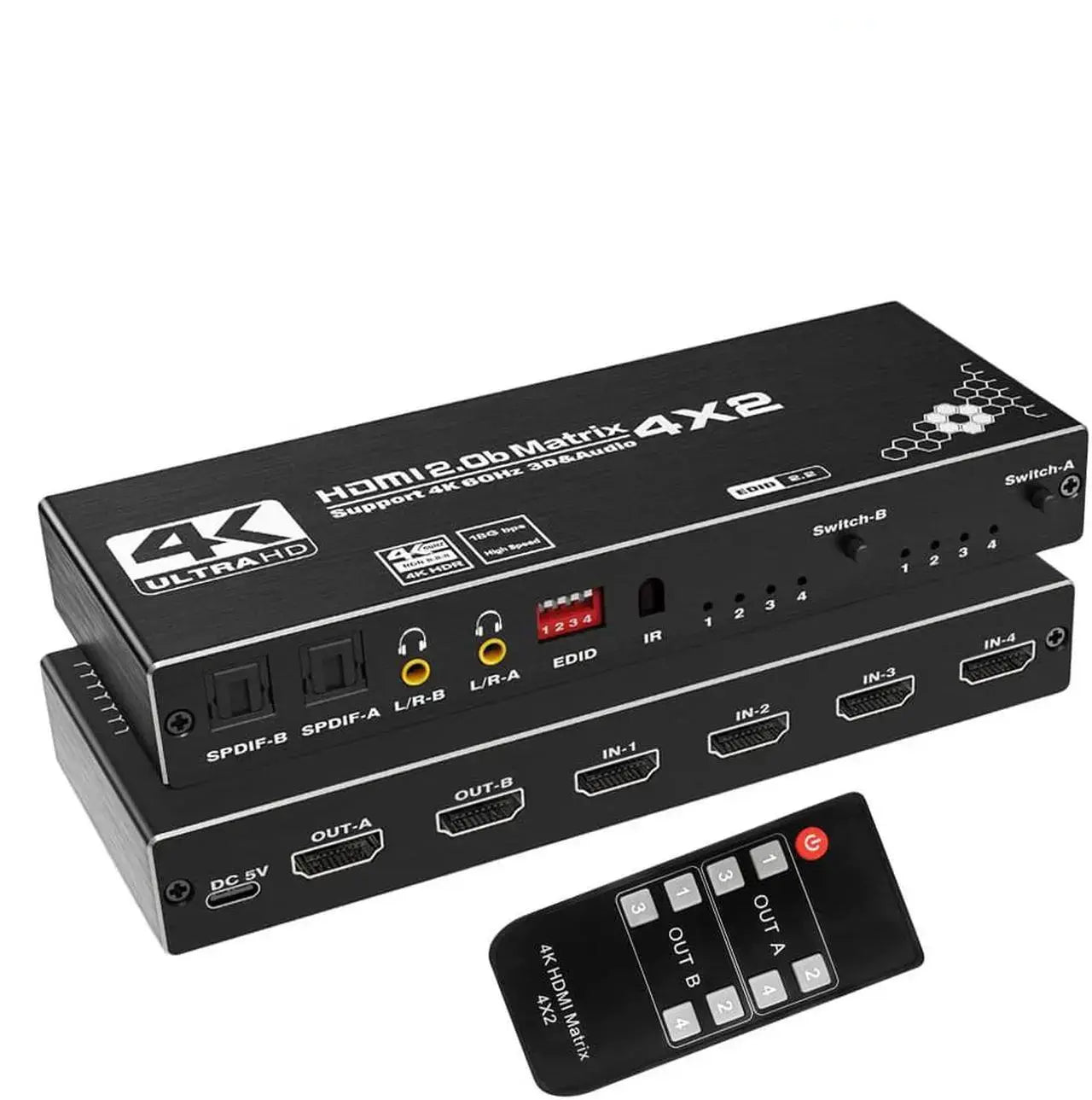 1x4 HDMI Splitter 4-Port Distribution Amplifier, Supports 4K@30Hz 1080p 3D