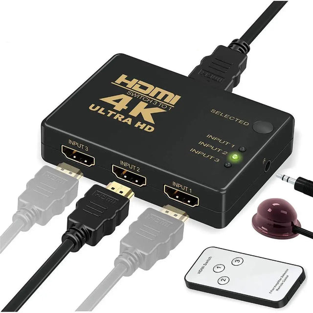 OZJ2-1 4x2 HDMI Matrix Switch, 4 In 2 Out HDMI Splitter with Optical and 3.5mm Audio Output, 4K UHD, 3D, EDID, IR Remote