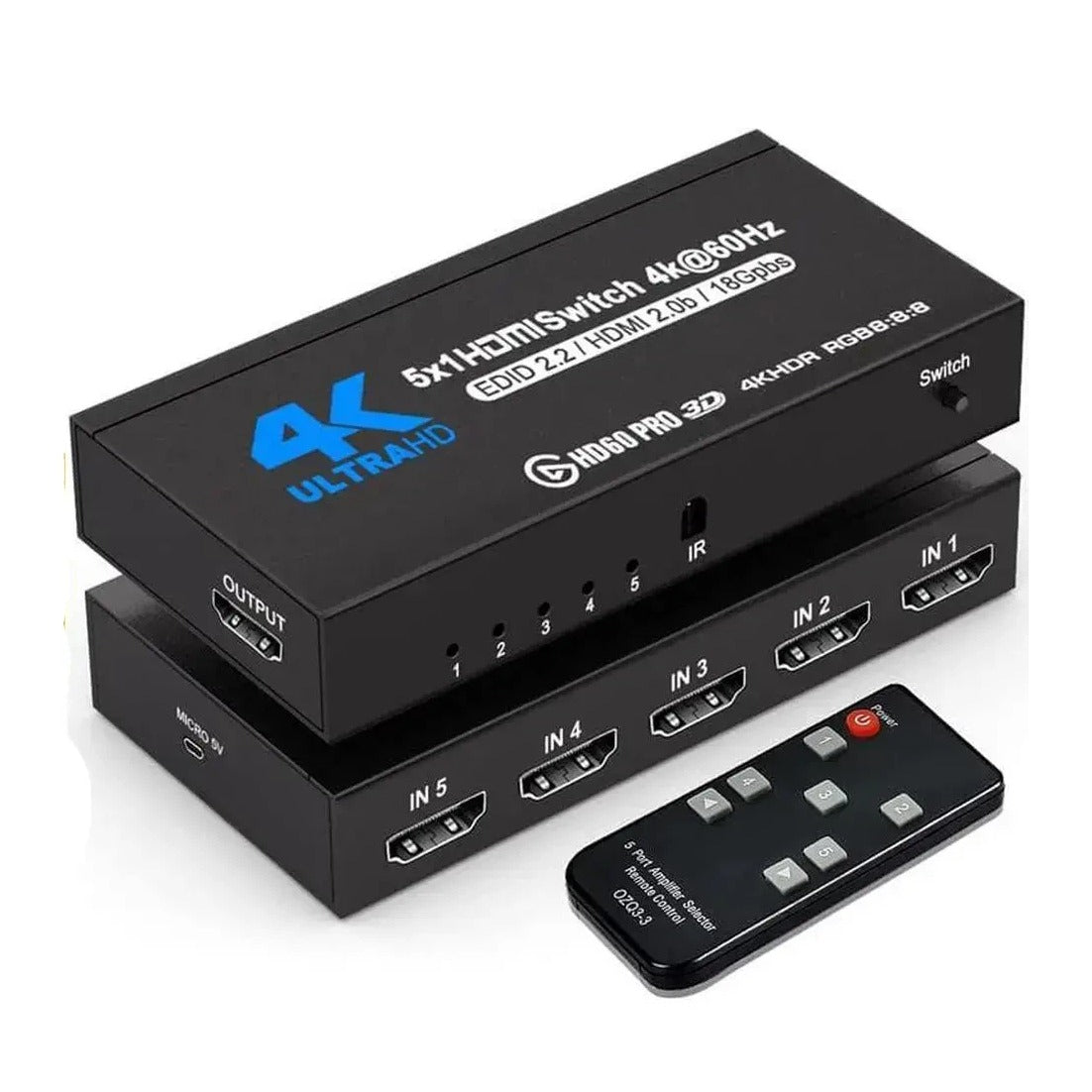 HDMI 2.0 Switch 3x1 4K 60Hz HDR HDCP 2.2 18Gbps Selector Box