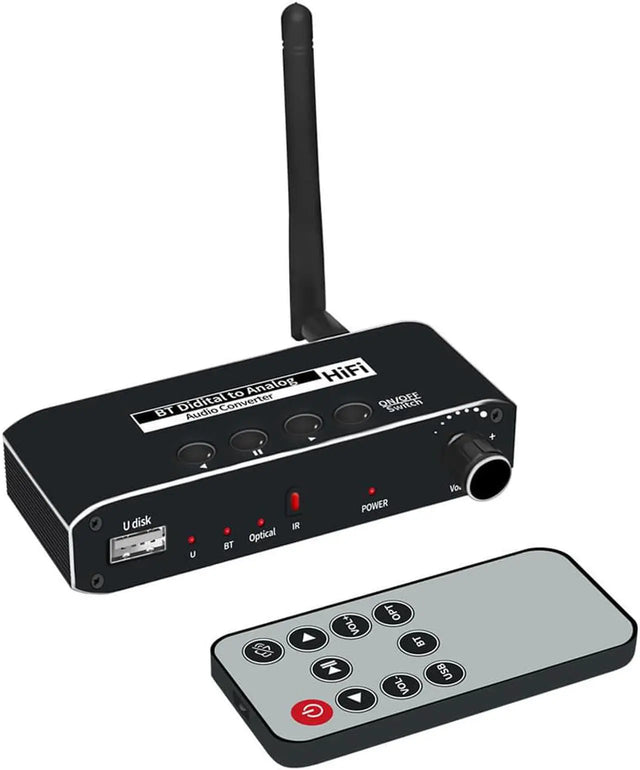192kHz Digital to Analog Audio Converter DAC with USB and Bluetooth, Optical SPDIF to RCA and 3.5mm Output