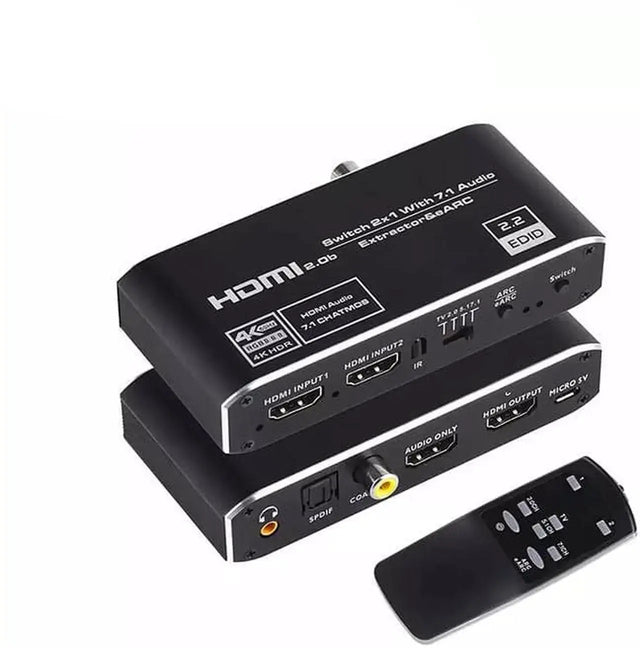 HDMI 2.0b Switch with Audio Extractor, 4K 60Hz, 7.1CH, Optical Toslink SPDIF & 3.5mm Audio Output