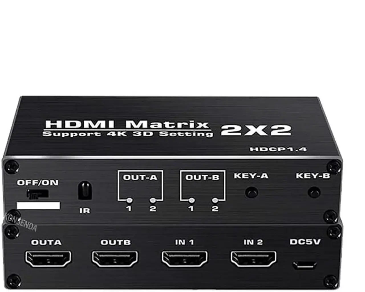 HDMI 2.0 Audio Extractor Splitter 2x2, 4K@60Hz HDR, Optical & 3.5mm AUX Out, with Remote