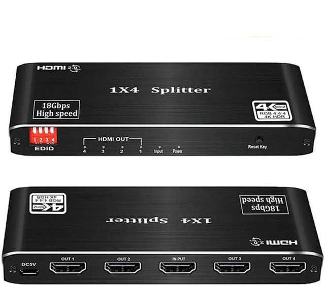 4K HDMI Splitter 1x4, 1 Input 4 Output, 4K 60Hz, HDCP 2.2, HDR, Dolby Vision/Atmos, EDID Copy
