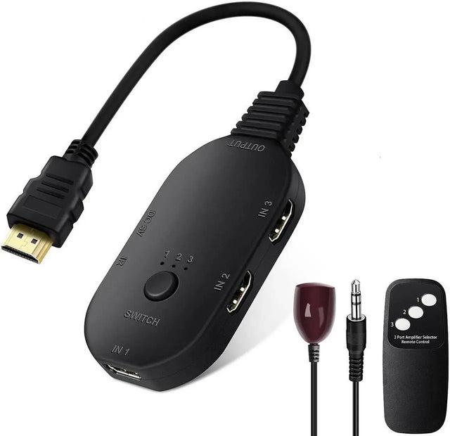 8K 60Hz HDMI 2.1 Switch 3x1 with Remote, HDCP 2.3 HDR 3D, Compatible with PS5 Fire Stick PC HDTV
