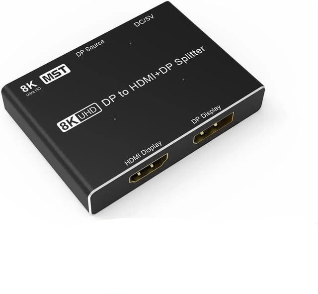 DisplayPort 1.4 MST Hub 2-Port Splitter with HDMI and DisplayPort Output, 4K 120Hz HDMI for Computer