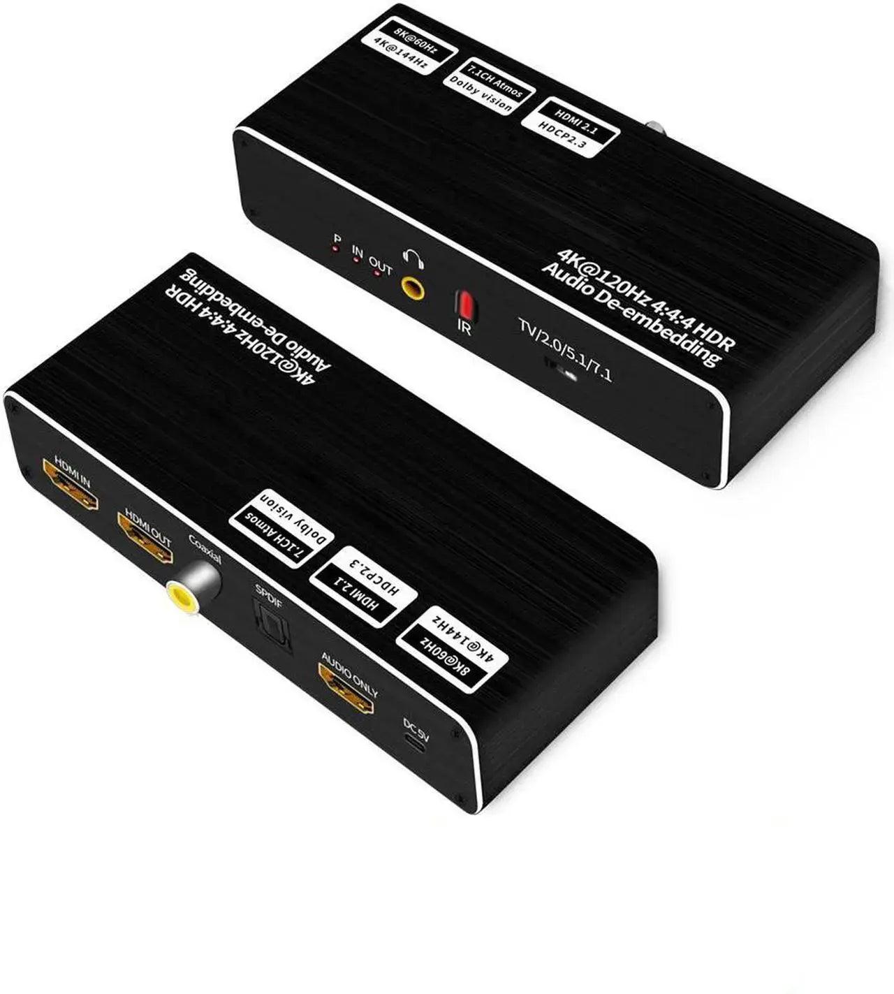 8K 60Hz HDMI Audio Extractor - HDMI to HDMI with Optical Toslink SPDIF, 3.5mm, Coaxial, 7.1Ch Audio