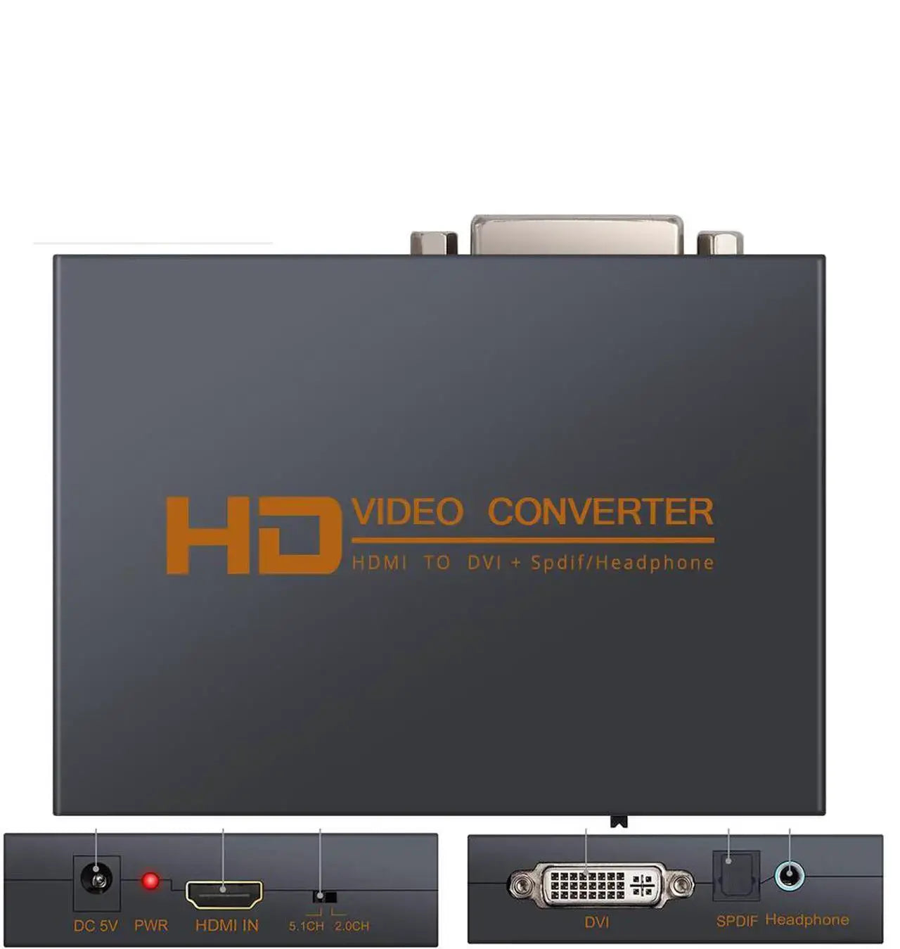 HDMI to DVI Audio Extractor 1080p, Optical Toslink SPDIF and 3.5mm Stereo, Supports DTS AC3 LPCM 5.1