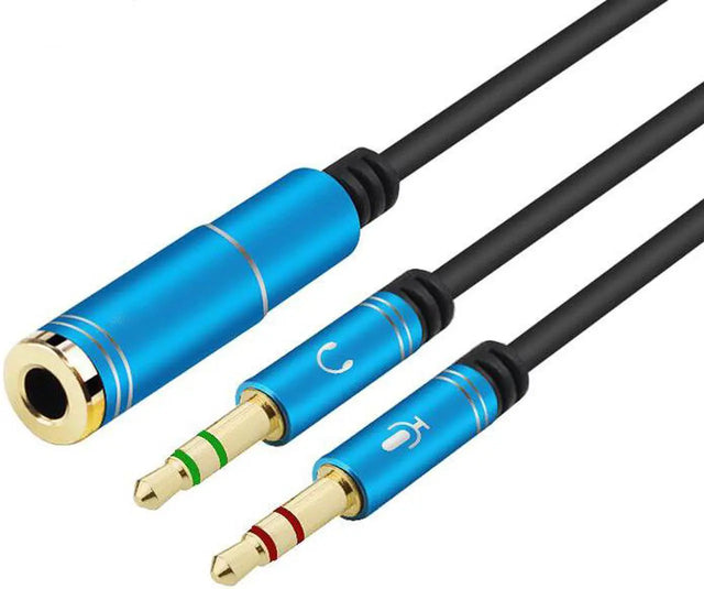 3.5mm Y Splitter Cable Male to Dual Female AUX Audio Cable with Mic and Headphone Support for Phone, Speaker, Headset