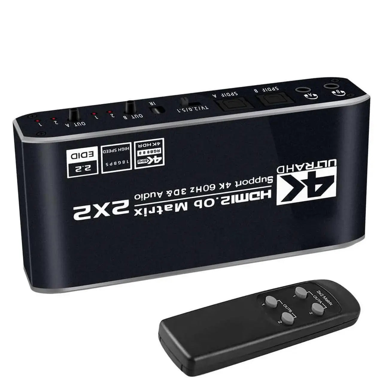 4x2 HDMI Matrix Switch 4K@60Hz HDMI 2.0b HDCP 2.2 HDR10 IR Remote 4 Input 2 Output
