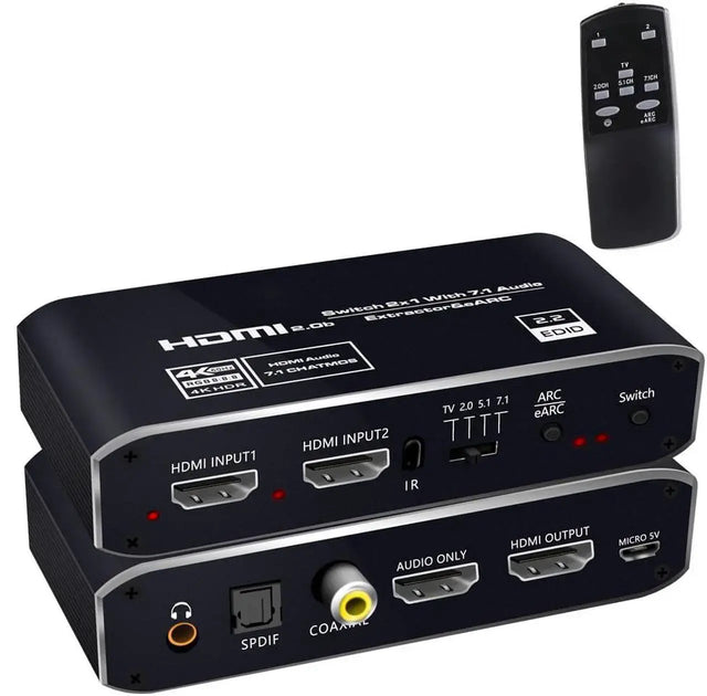 HDMI 2.0b 4K@60Hz Switch with Audio Extractor, HDMI to HDMI/7.1CH/Optical/3.5mm