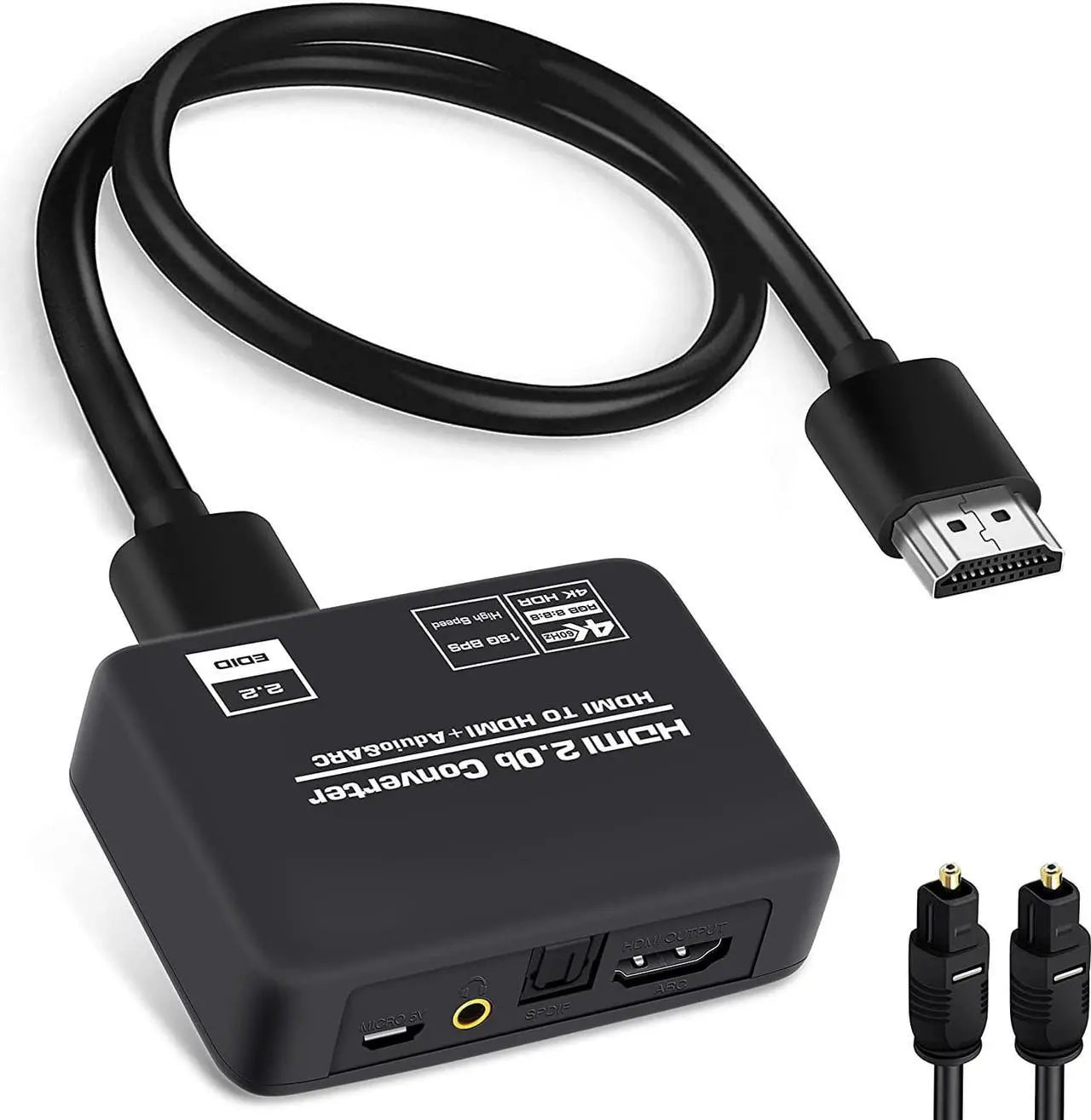 HDMI Audio Extractor Splitter 4K, HDMI to HDMI + SPDIF/3.5mm Adapter, 18Gbps HDCP 2.2, Supports 1080p 120/144Hz