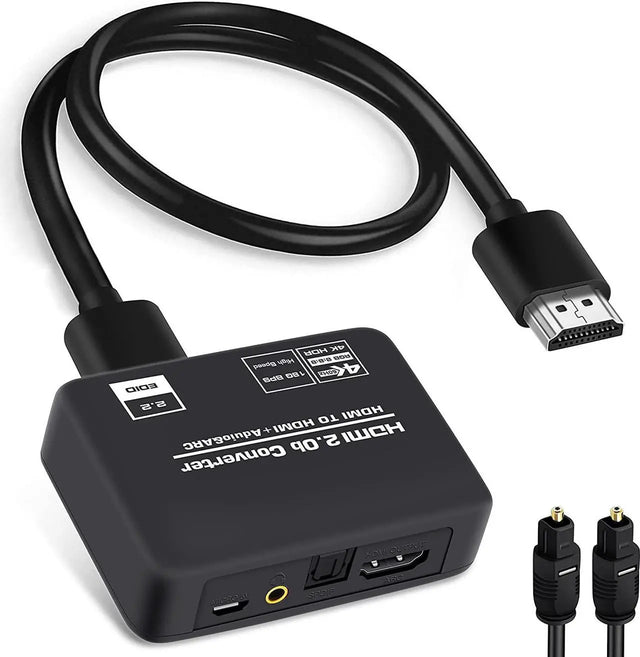 HDMI Audio Extractor Splitter 4K, HDMI to HDMI + SPDIF/3.5mm Adapter, 18Gbps HDCP 2.2, Supports 1080p 120/144Hz