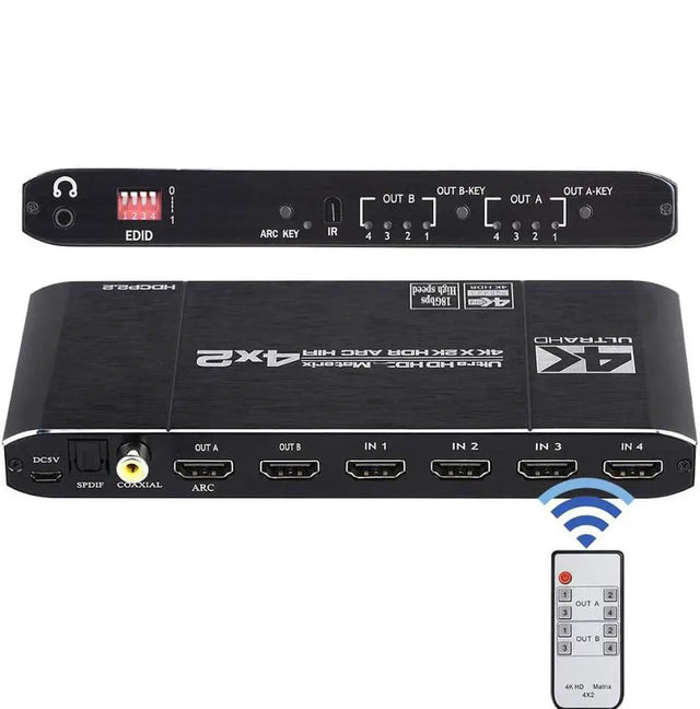 4K HDMI Splitter 1x4 Powered - 1 Input to 4 Outputs, Mirror/Duplicate Display for TV, Monitor, Projector