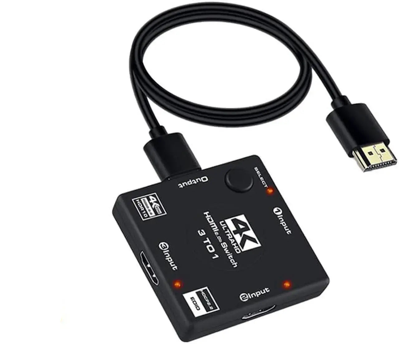 4K 60Hz HDMI Switch 4 in 1 Out, HDR HDCP 2.2 3D HDMI Switcher with IR Remote for Compatible Devices