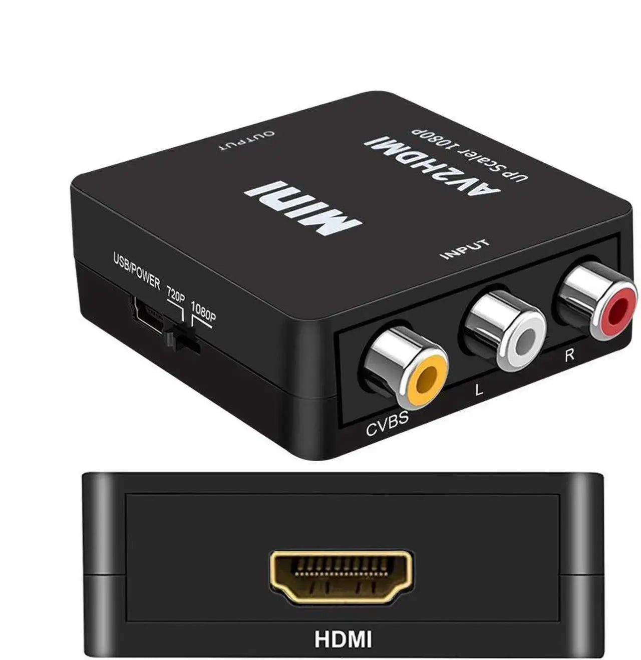 1080P RCA Composite AV to HDMI Converter - CVBS Video Audio Adapter