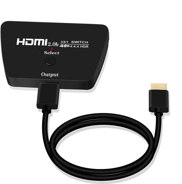 3 Port HDMI Switch 4K@60Hz HDMI 2.0, 3 in 1 Out Switcher Box with Selector