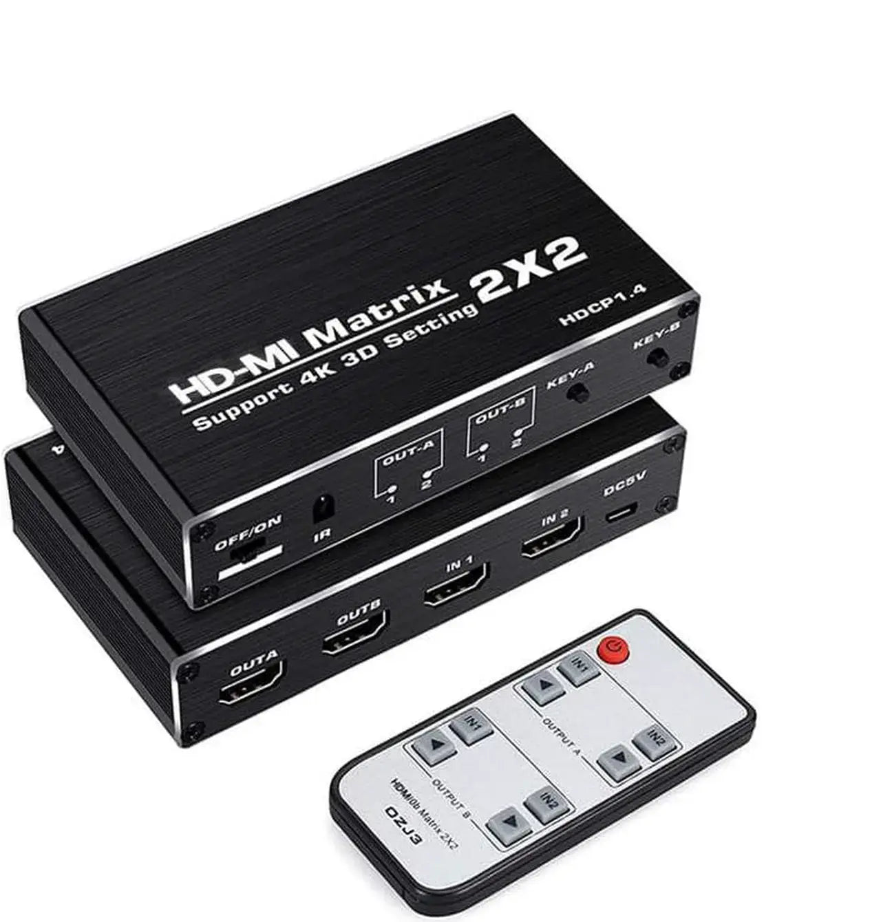 4x4 HDMI Matrix Switch Splitter, 4 In 4 Out, HDMI 1.4, 4K, 1080P@60Hz, 3D, YUV 4:2:0, with IR Remote