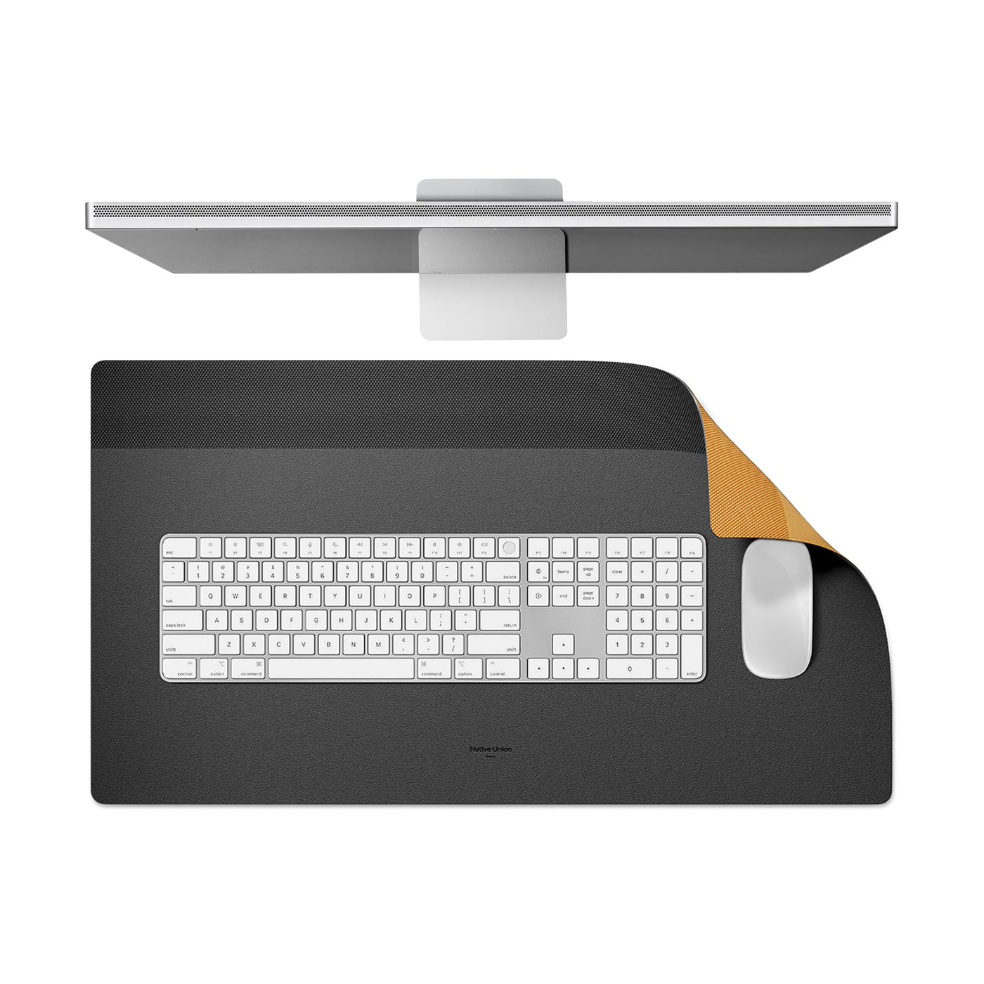 Large Dual-Sided Mouse Pad - Water-Resistant Faux Leather Desk Pad for Office, 25.6"x14.1" (Black/Kraft)