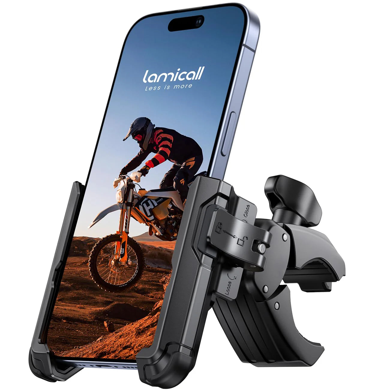 Motorcycle Phone Mount Holder - Camera Friendly with 1-Second Lock